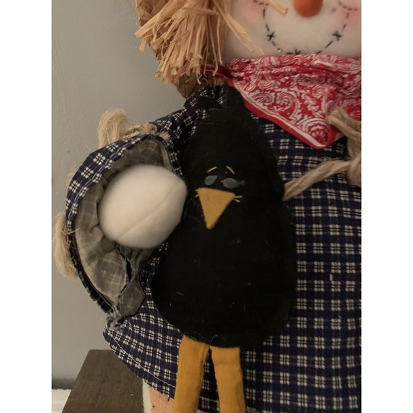 Terry's Village Snowman Scarecrow Plush Black Crow Straw Hat with Sunflower 14" - Picture 5 of 12